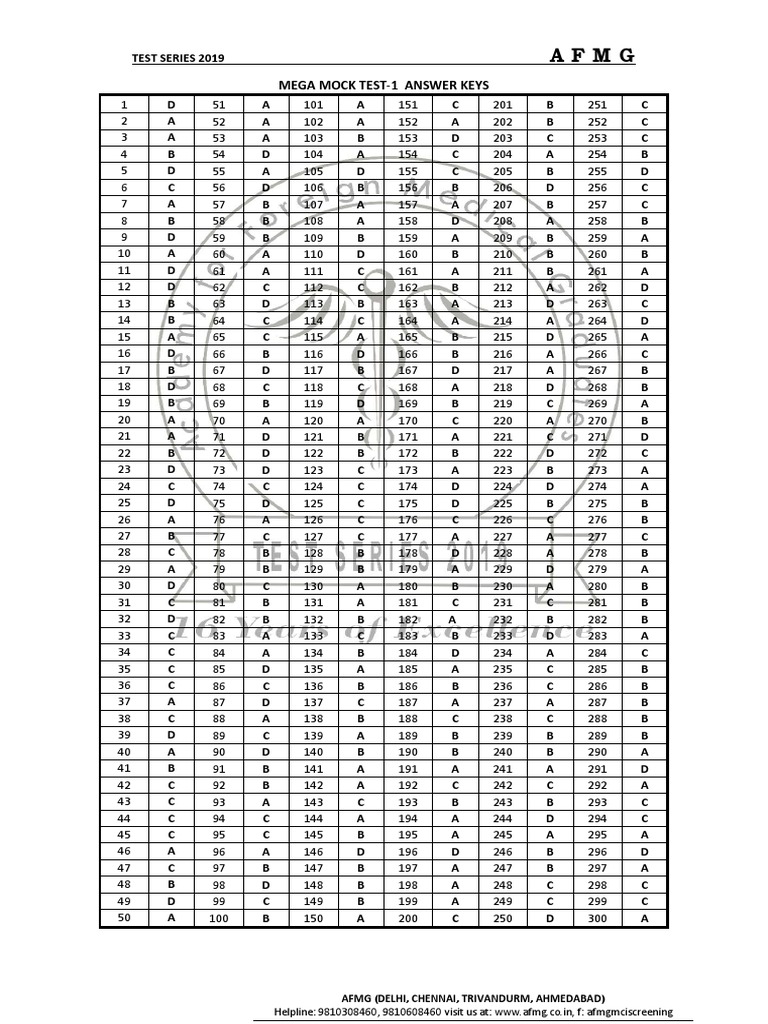 Clés des réponses du Mega Mock Test 1 | PDF