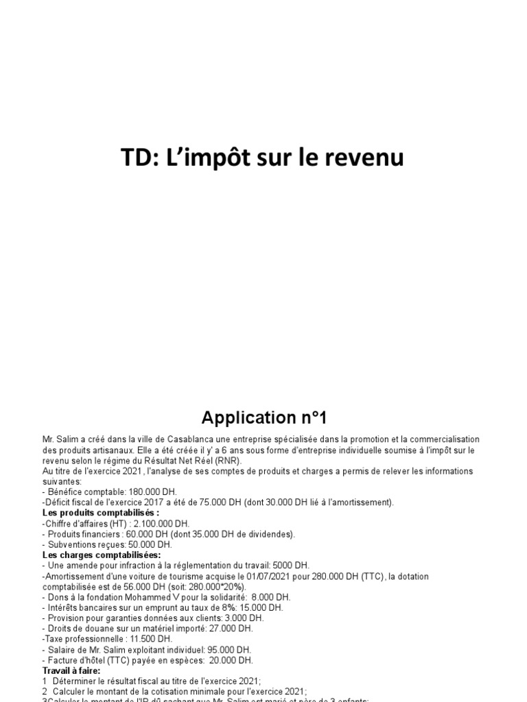 Calcul de l'impôt sur le revenu 2021 | PDF | Dépréciation | Salaires