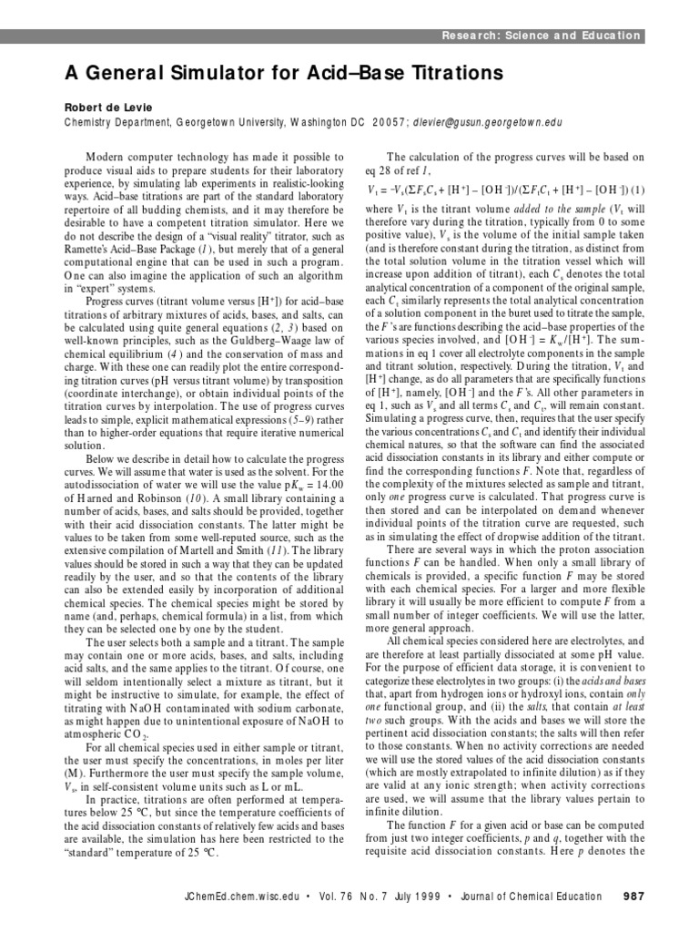 Acid-Base Titration Simulator Design | PDF | Acid | Titration