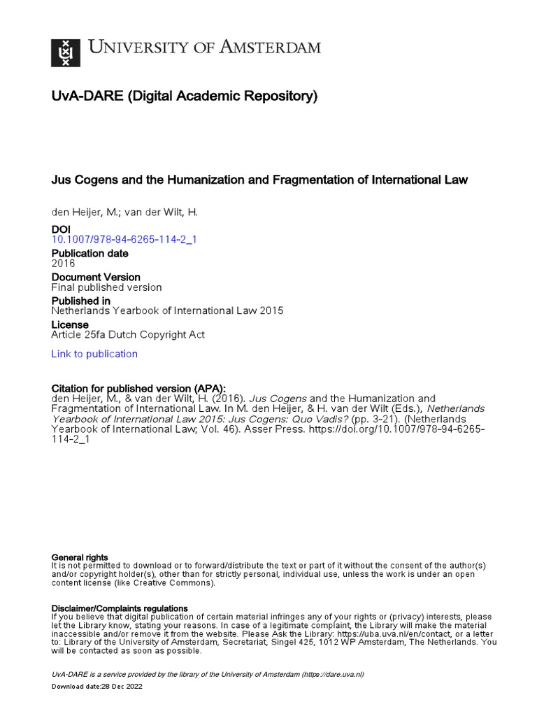 (Highlighted P. 15) Jus Cogens and The Humanization and Fragmentation ...