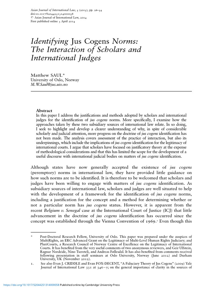 (Highlighted P. 31) Identifying Jus Cogens Norms The Interaction of