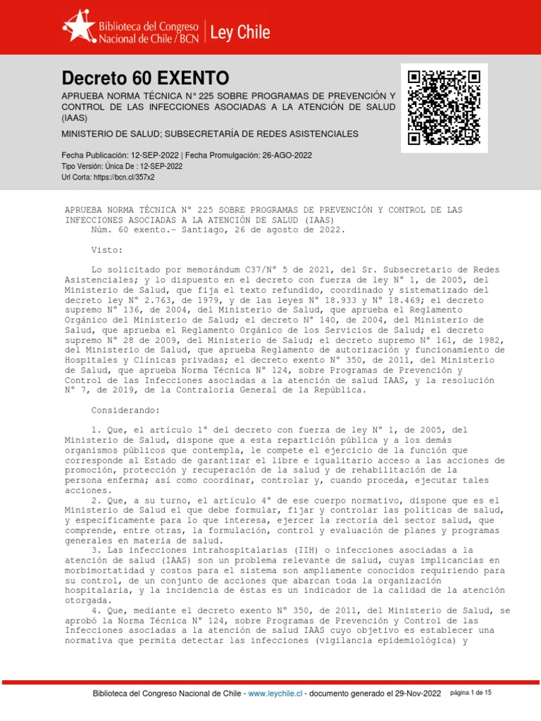Decreto 60 EXENTO - 12 SEP 2022 | PDF | Laboratorios | Infección