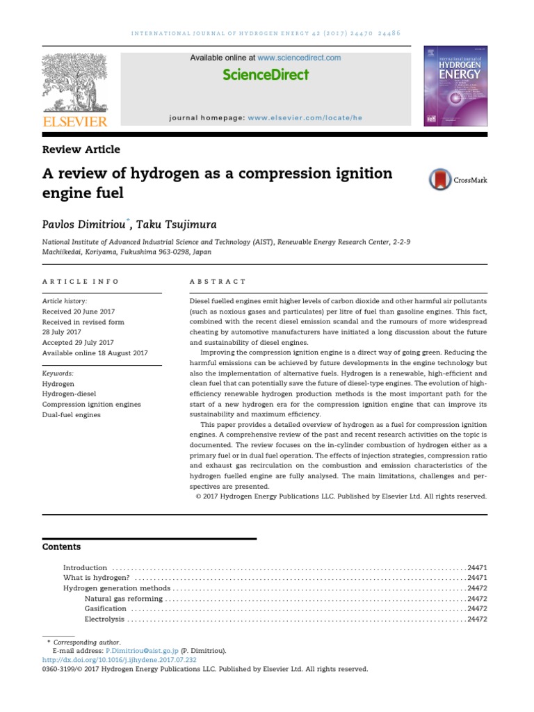 2017 - A Review of Hydrogen As A Compression Ignition Engine Fuel | PDF ...