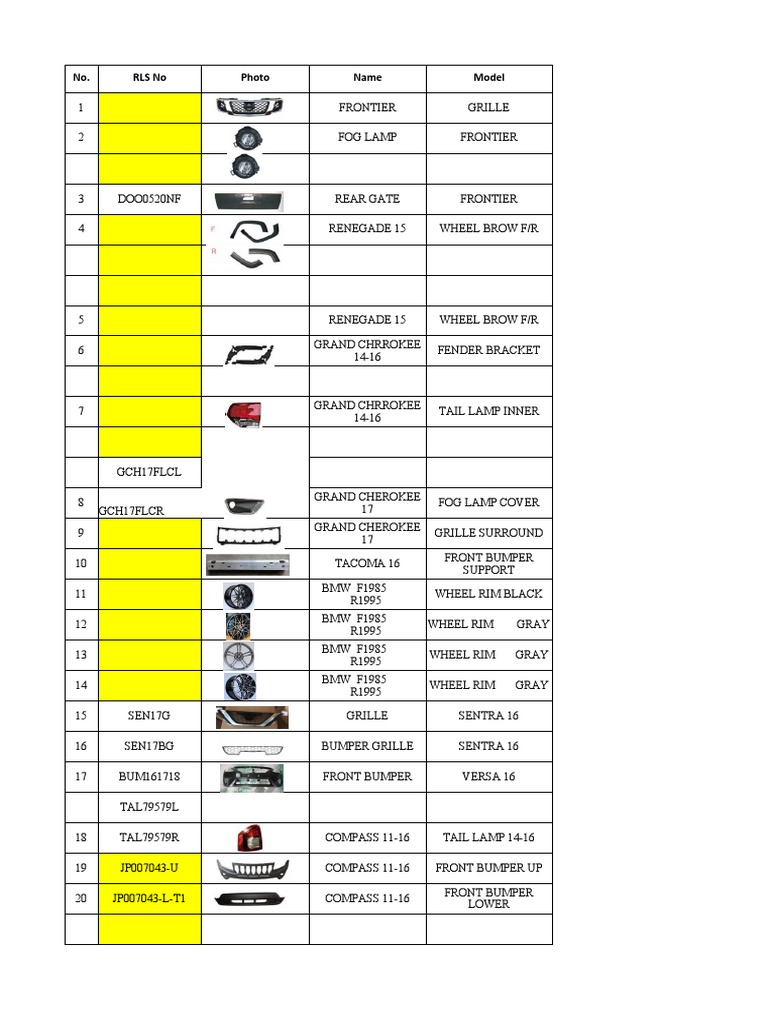 Packing List | PDF | Car Body Styles | Manufactured Goods