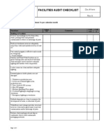 Facilities Internal Audit Checklist
