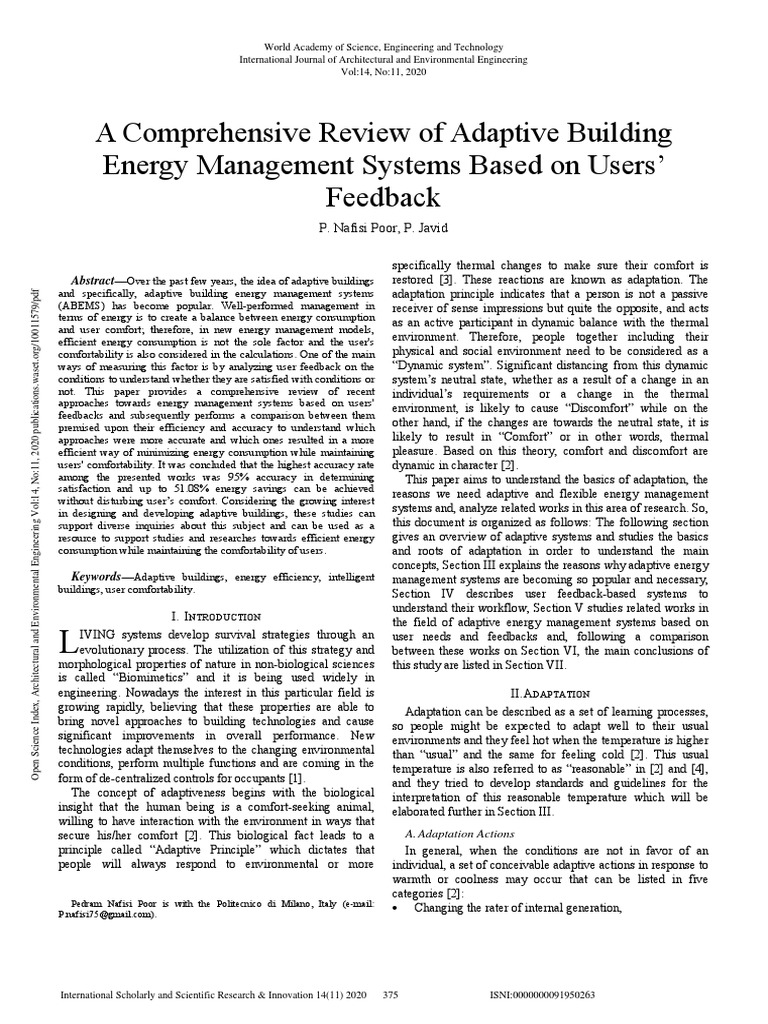 Adaptive Energy Systems Review | PDF | Energy Management | Cognitive ...