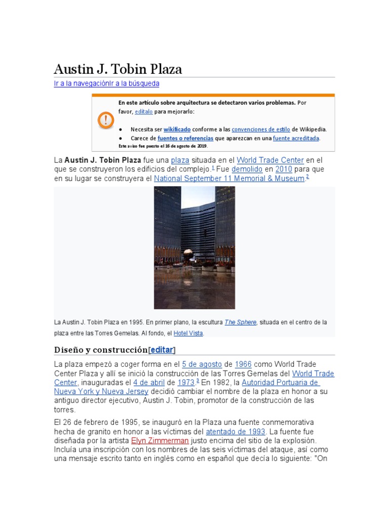 Austin J. Tobin Plaza | PDF | World Trade Center (1973–2001)