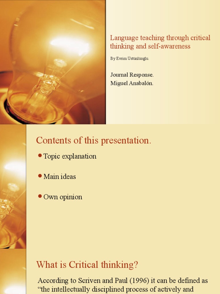 Critical Thinking in Language Learning | PDF | Critical Thinking | Thought