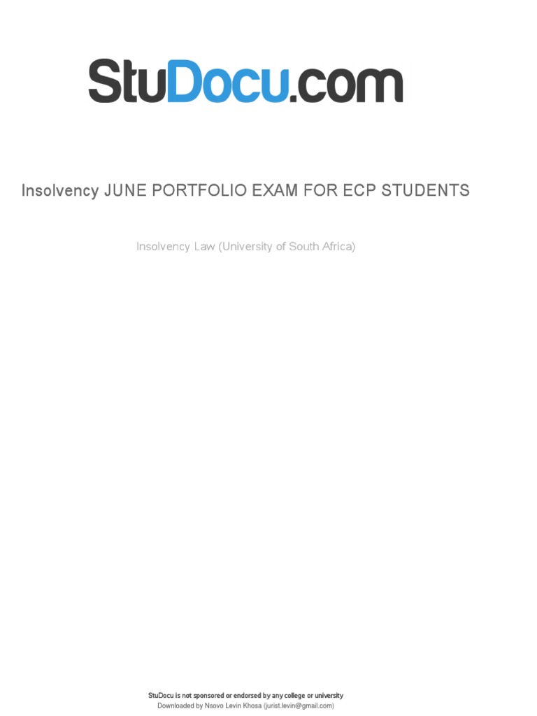 Insolvency June Portfolio Exam For Ecp Students PDF