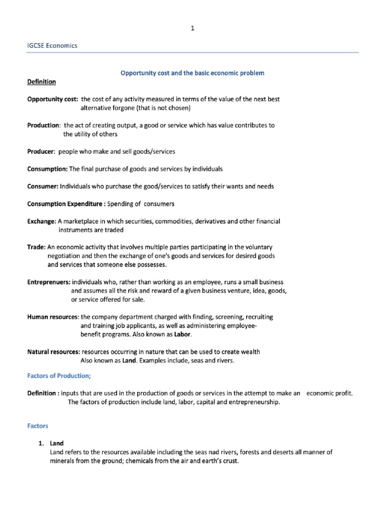 IGCSE Economics Revision Notes TOAZ - INFO PDF | PDF