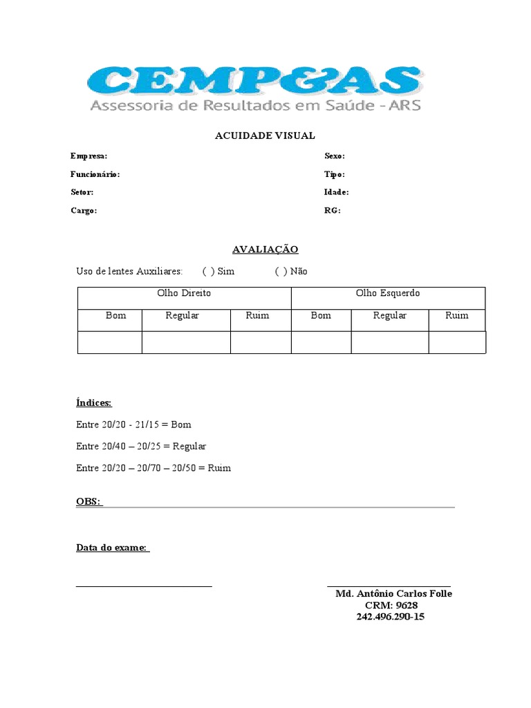 Acuidade visual modelo pdf