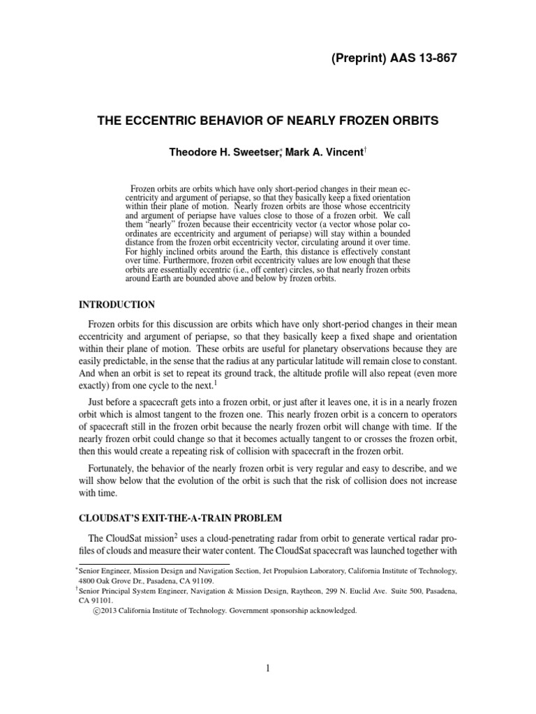 AAS. Sweetser, T. The Eccentric Behavior of Nearly Frozen Orbits (Lunar