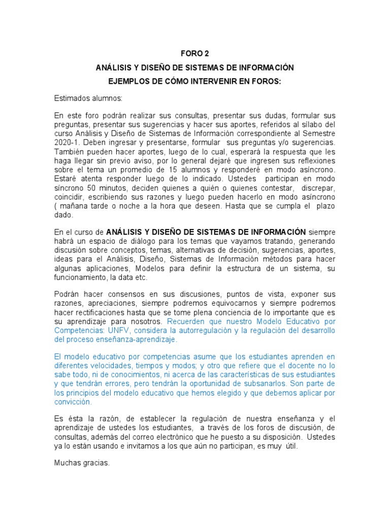 Ejemplos de Intervención en Foros | PDF | Enseñando | Aprendizaje