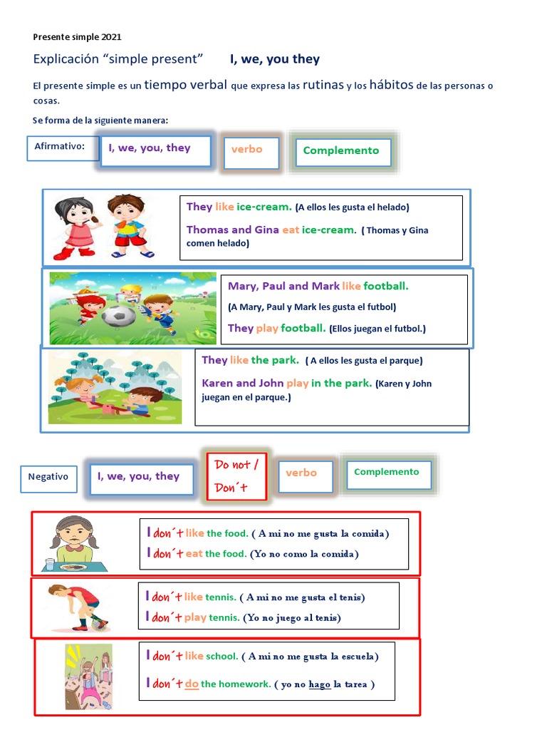Guía del Presente Simple en Inglés | PDF | Asunto (gramática) | Ciencia ...