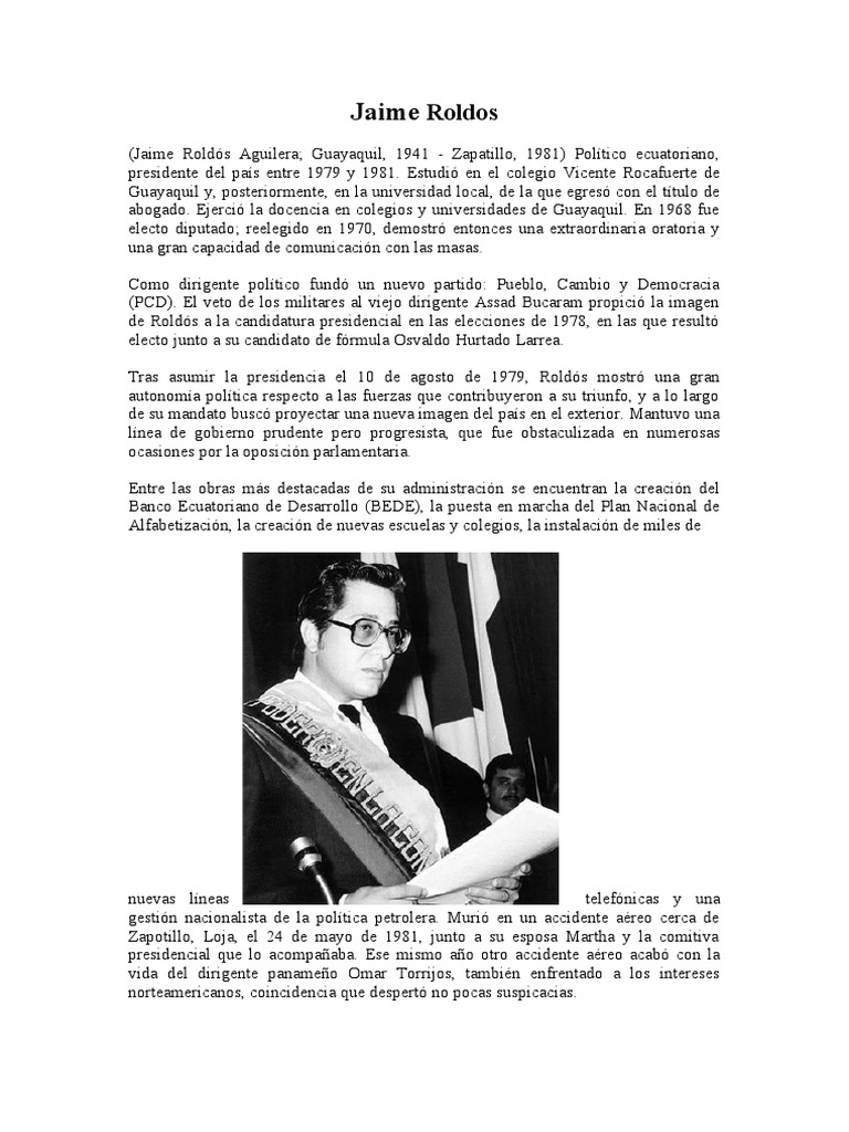 Jaime Roldós: Legado y Tragedia | PDF