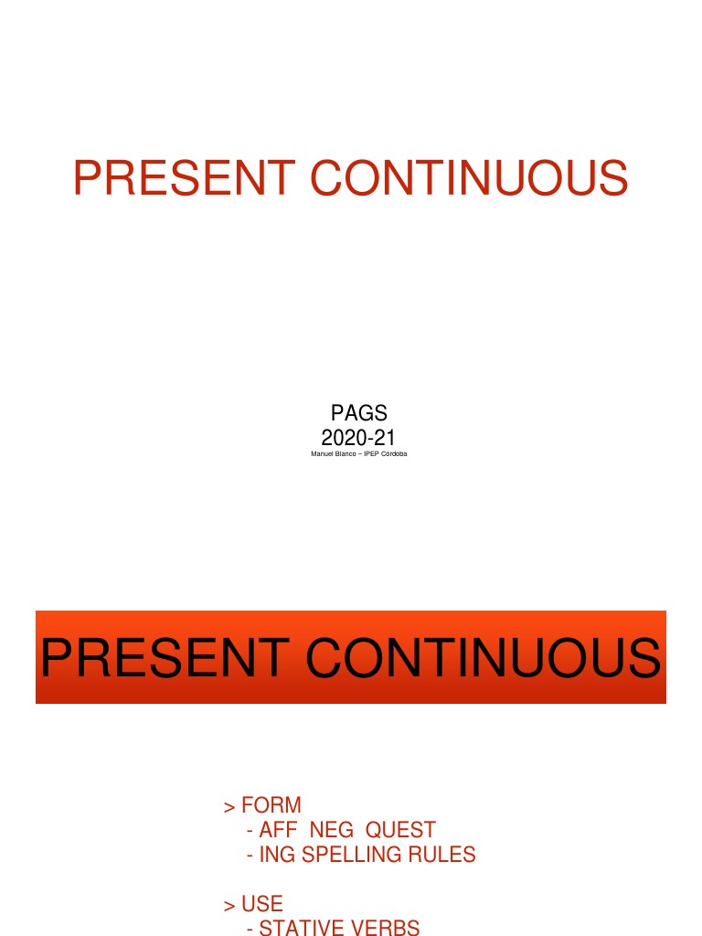 Present Continuous Grammar PDF Cognitive Science Syntax