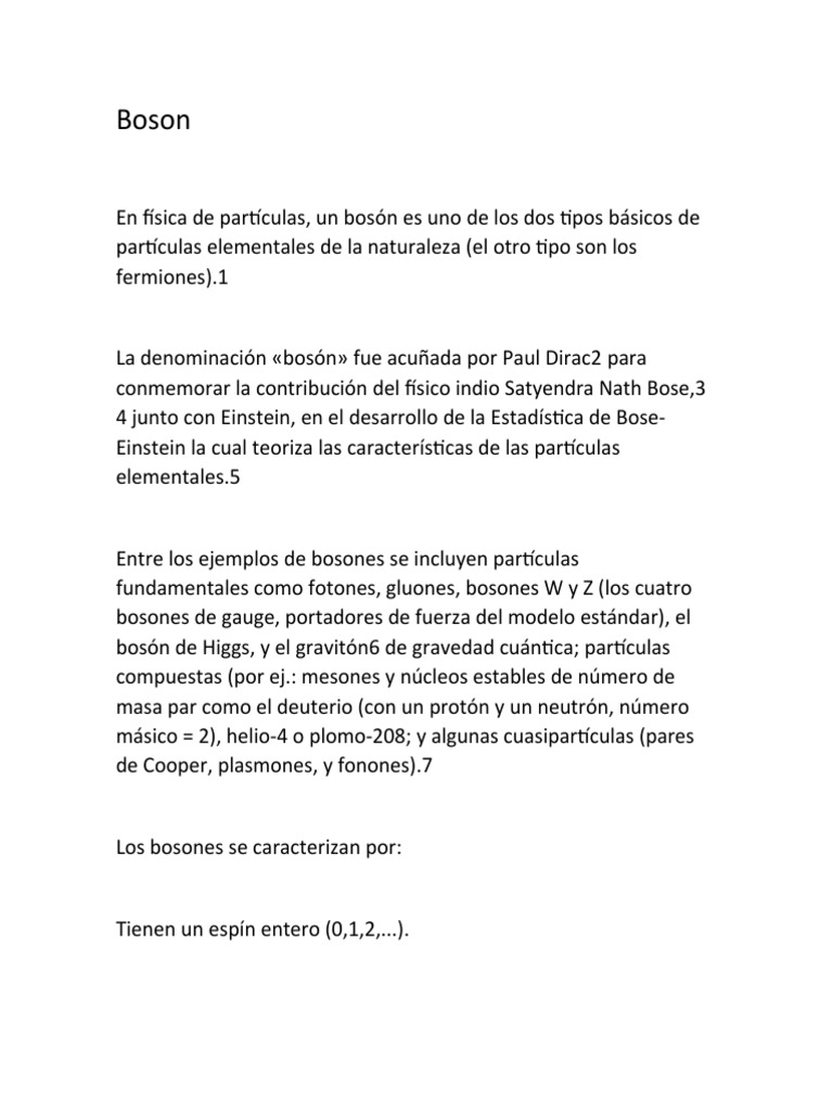 Bosones: Tipos y Características en Física | PDF | Boson | Bosón de Higgs