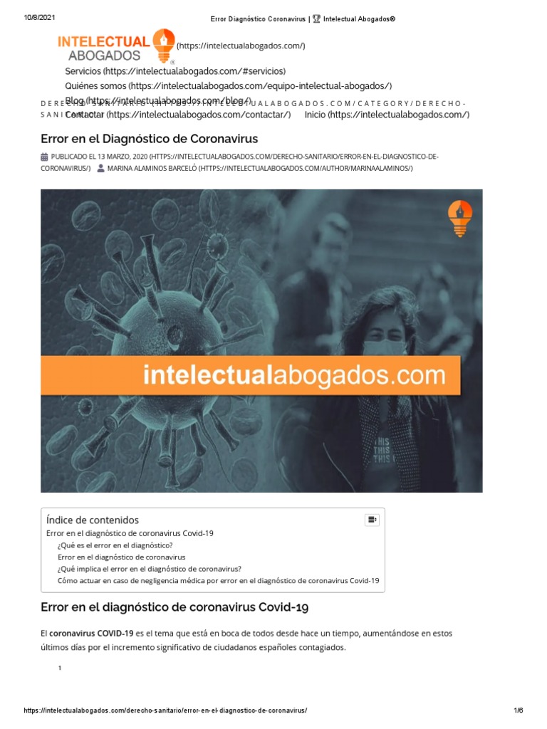 Error Diagnóstico Coronavirus - ? Intelectual Abogados® | PDF ...