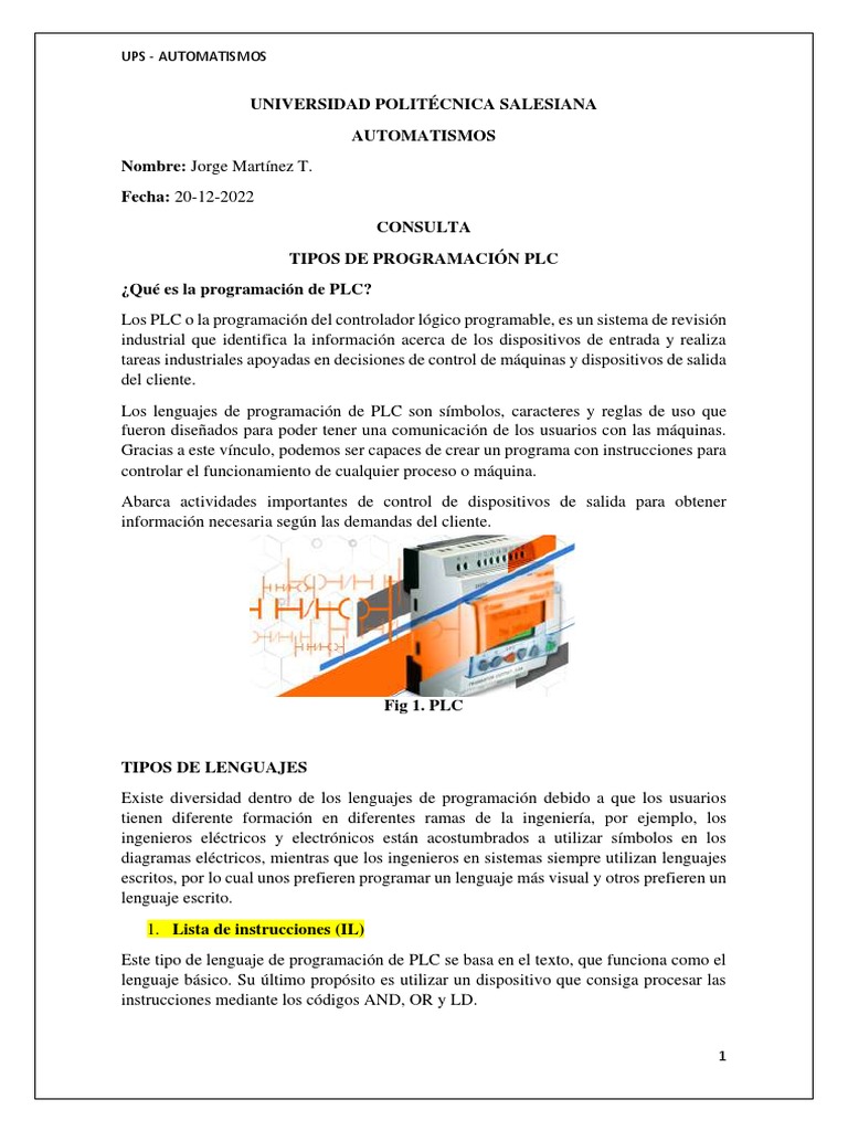 Consultas PLC | PDF | Lenguaje de programación | Controlador lógico ...