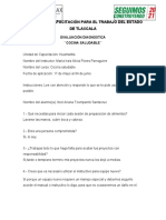 Evaluación Diagnostica de Cocina Saludable