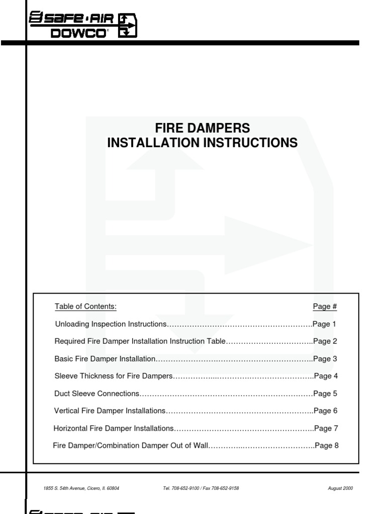 Fire Damper Installation 2 Duct (Flow) Screw