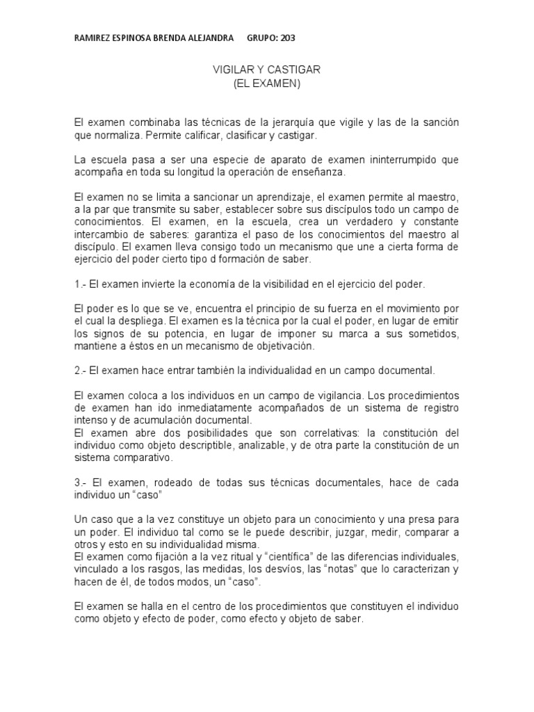 Vigilar y Castigar Resumen | PDF