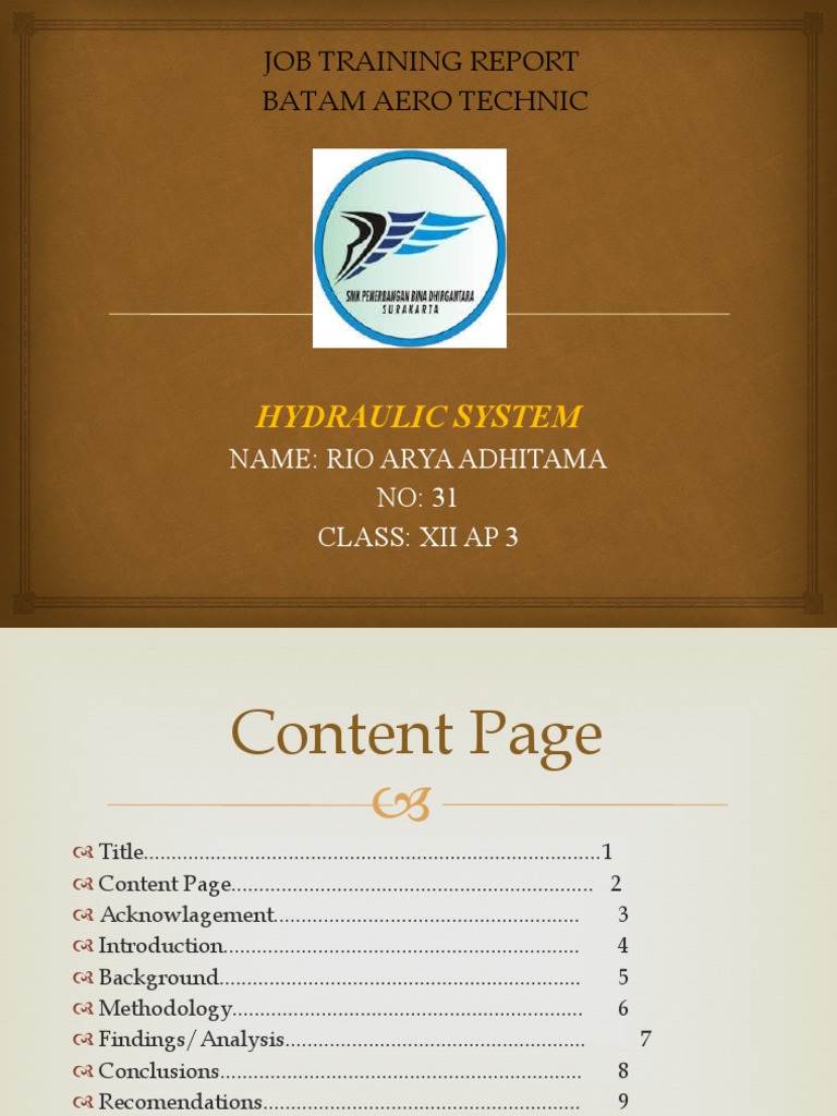 Example Of Ojt Report Presentation Ppt Slide Pdf Flight Control