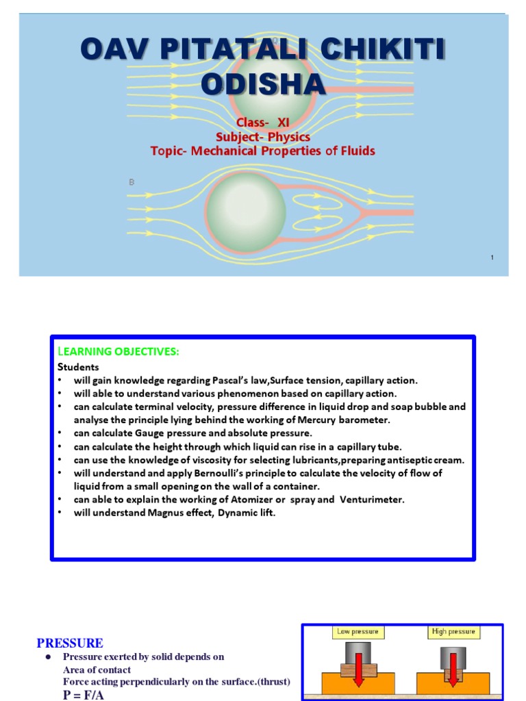 Mechanical Properties of Fluids in Physics | PDF | Pressure | Fluid ...