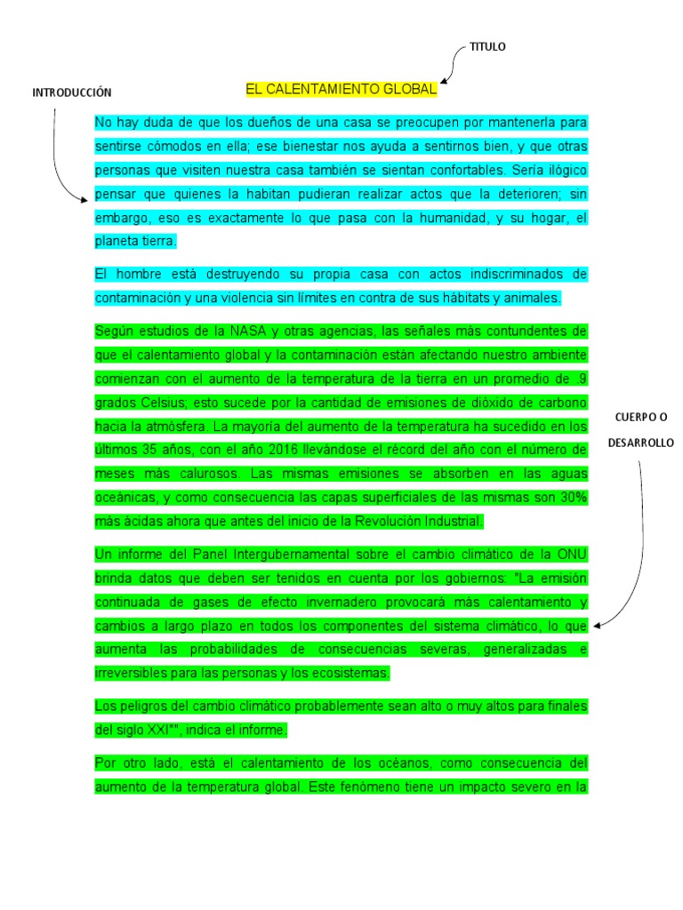 Partes de Un Ensayo PDF Gases de efecto invernadero Amor