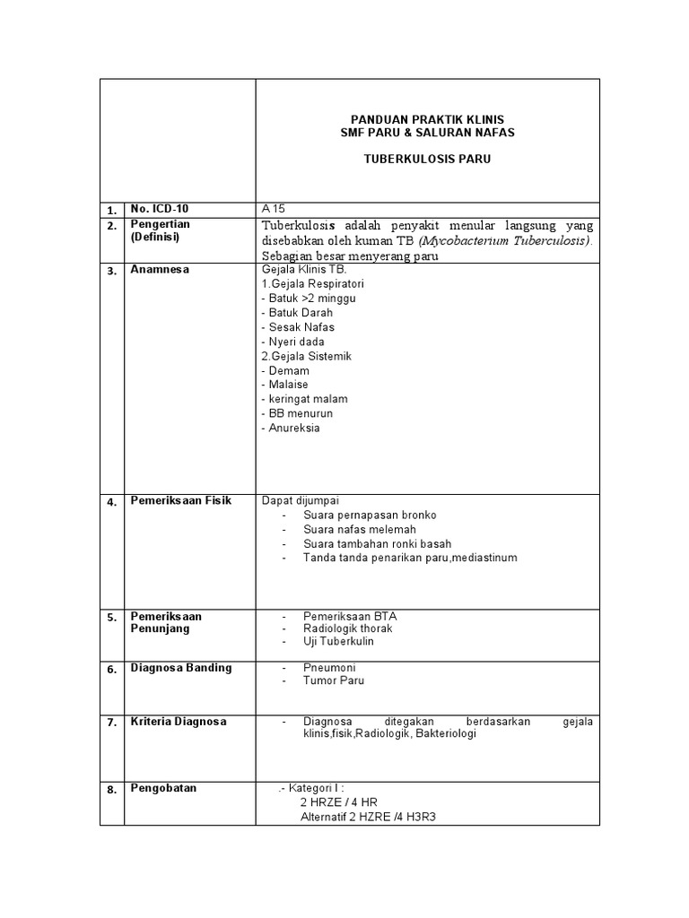 Panduan Praktik Klinis Paru JPS 1 | PDF
