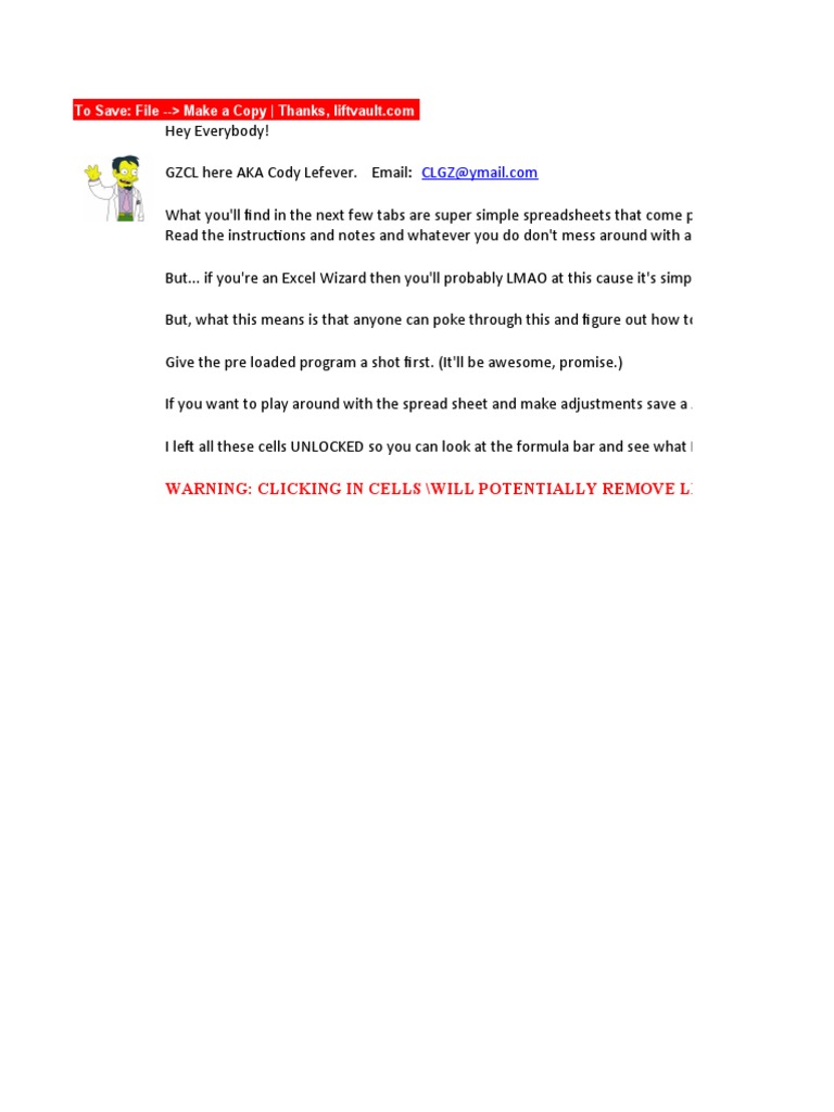 GZCL Method Training Spreadsheet | PDF | Weight Training | Strength ...