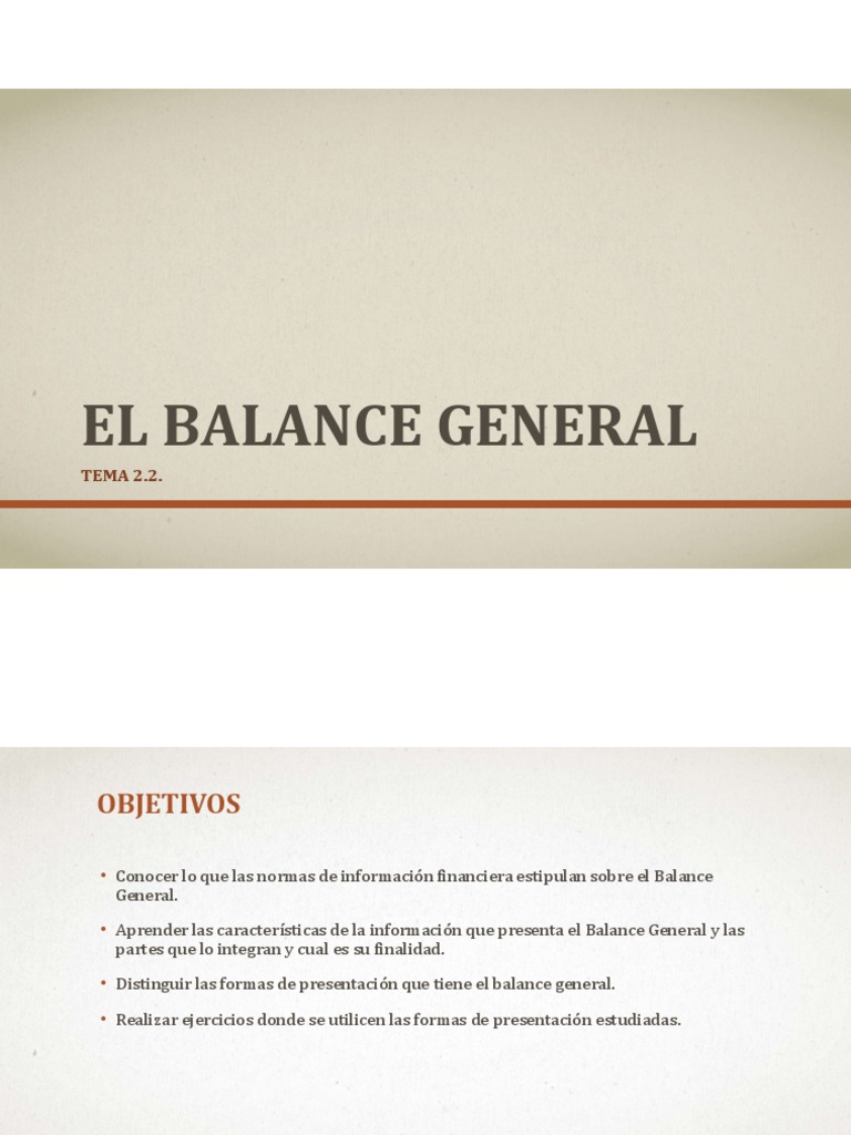Tema 2.2. El Balance General | PDF | Contabilidad | Hoja de balance