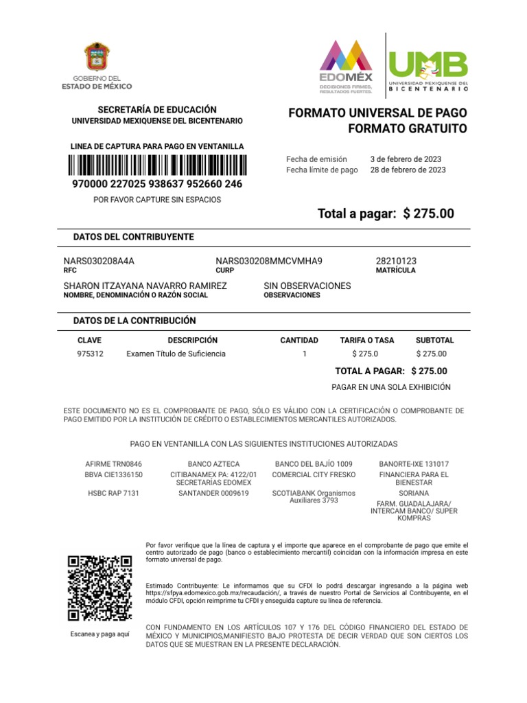 Formato de Pago Universal With Primefaces | PDF | Economias | Finanzas ...