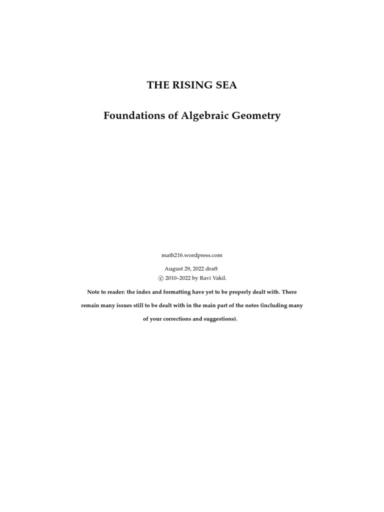 Foundation of Algebra Geometry | PDF | Ring (Mathematics) | Geometry