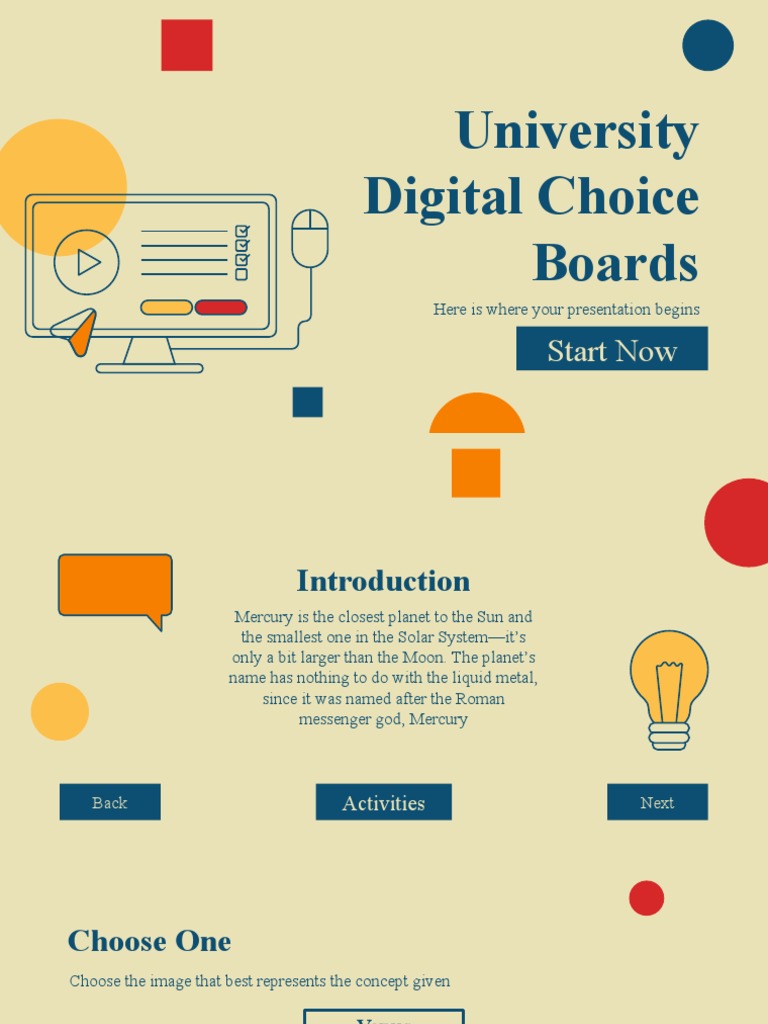 University Digital Choice Boards by Slidesgo PDF