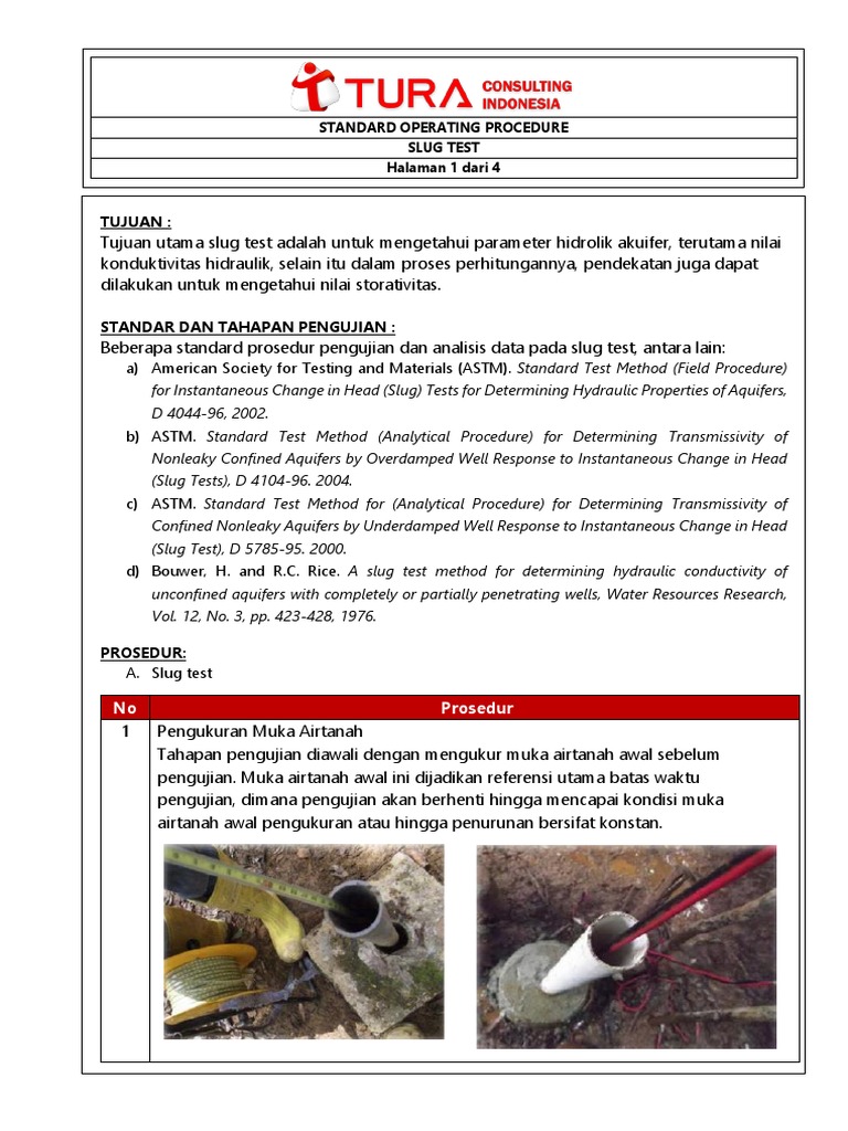 Sop Slug Test | PDF