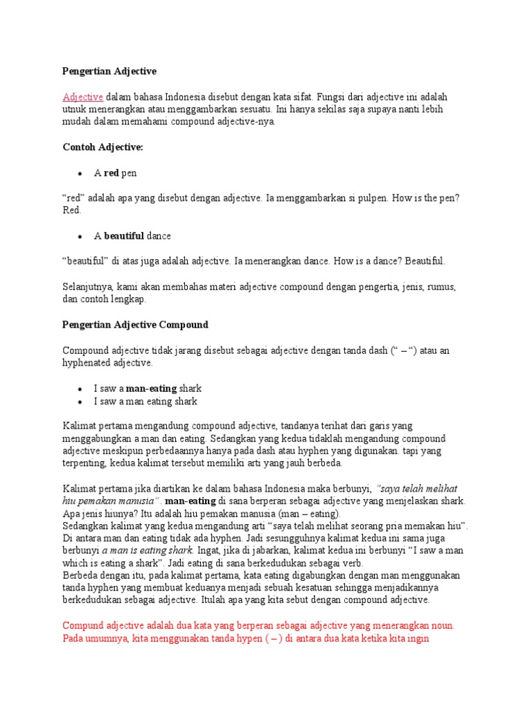 Pengertian dan Contoh Compound Adjective | PDF