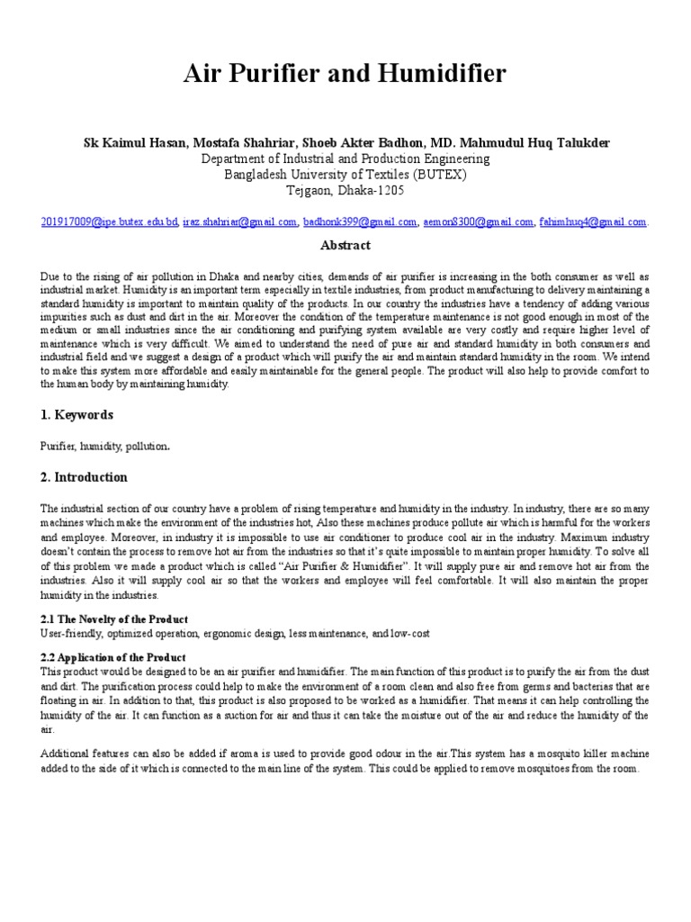 Air Purifier and Humidifier PDF