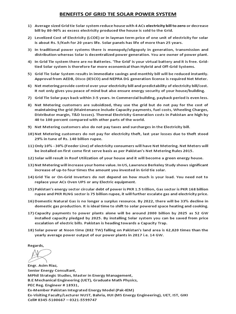Solar Net Metering Benefits - Asim Riaz | PDF | Solar Power ...