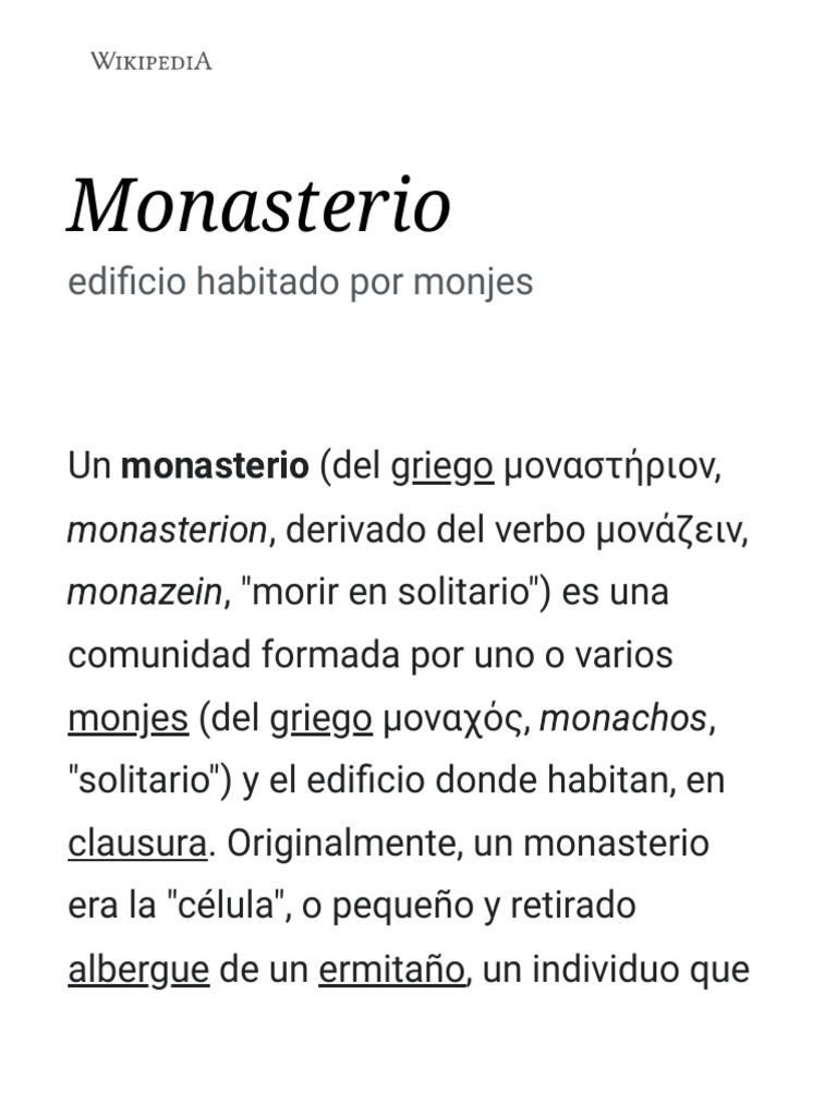 Monasterio - Wikipedia, La Enciclopedia Libre, PDF, Monasterio