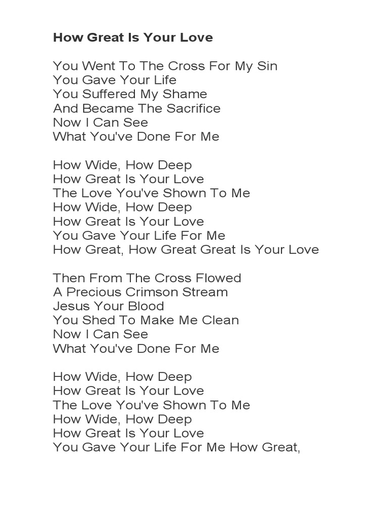 How Great How Great Is Your Love