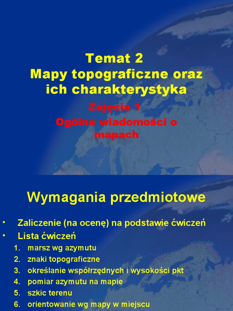 T2.1 Ogólne Wiadomości o Mapach Topogaficznych | PDF