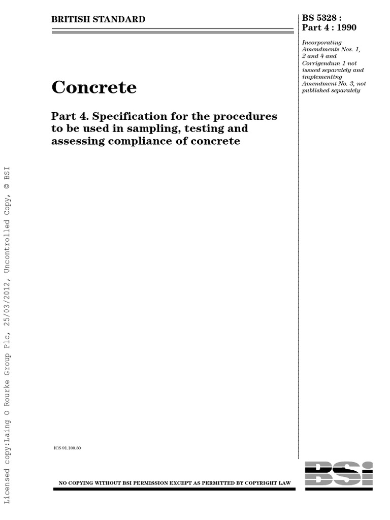 BS 5328-Part4-1990 Concrete Part 4 Specification For The Procedures To ...