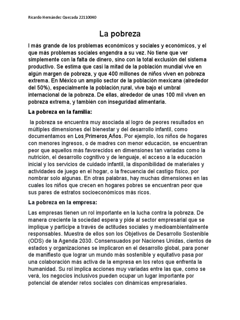 La Pobreza | PDF | Pobreza | Pobreza e indigencia
