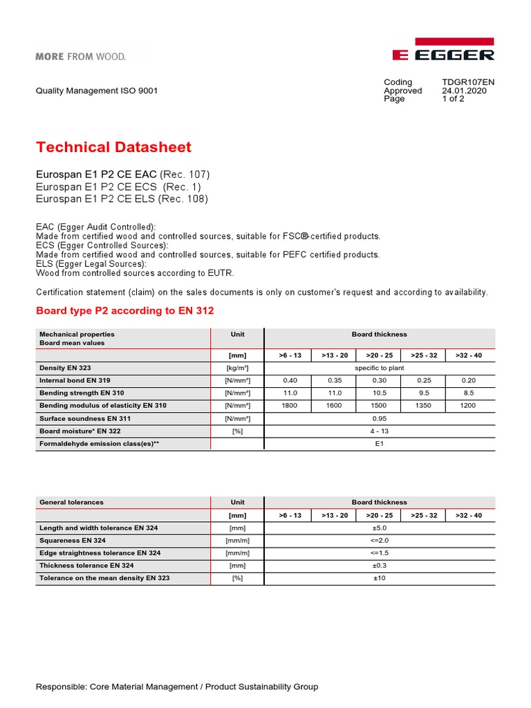 TD EGGER Eurospan E1 P2 (Rec 1 107 108) EN | PDF | Applied And ...