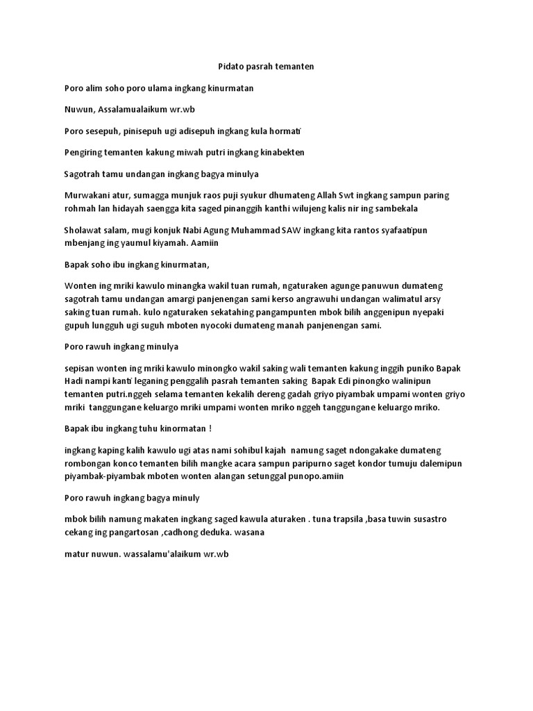 Pidato Pasrah Temanten | PDF