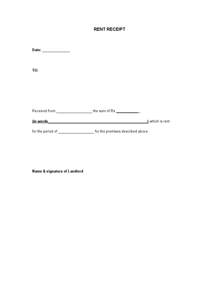 Rent Receipt Template for Word | PDF