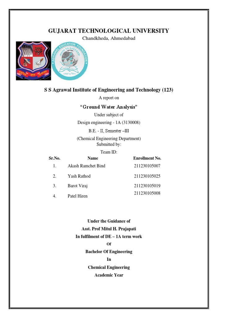 Ground Water Analysis Pdf Fresh Water Groundwater