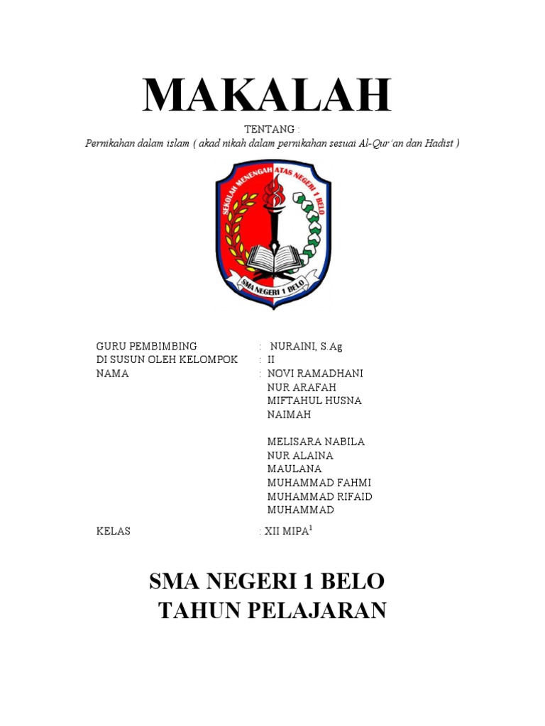Sampul Makalah Sma Negeri 1 Belo | PDF