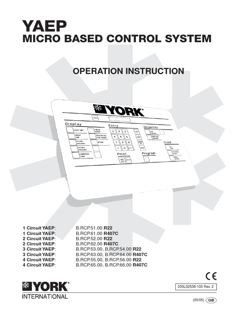 Operation Manual for York Chillers Microprocessor Control System PDF